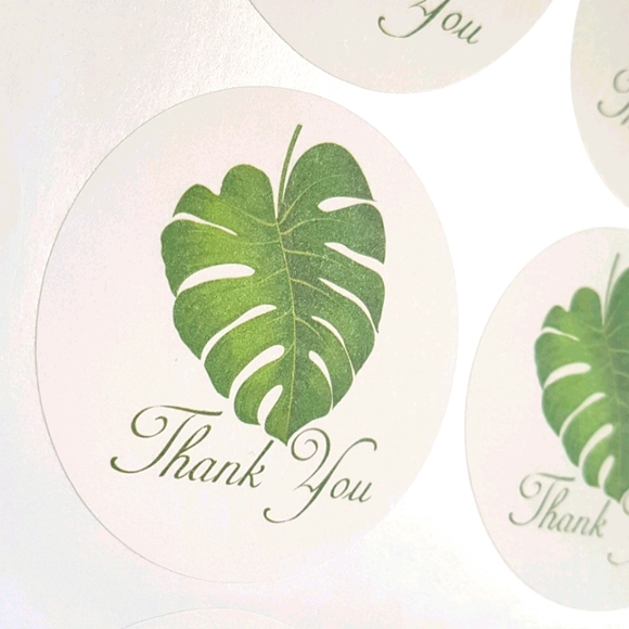 24 pcs Thank You Stickers Banana Leaf 2.5" Inches - Picture 4 of 8